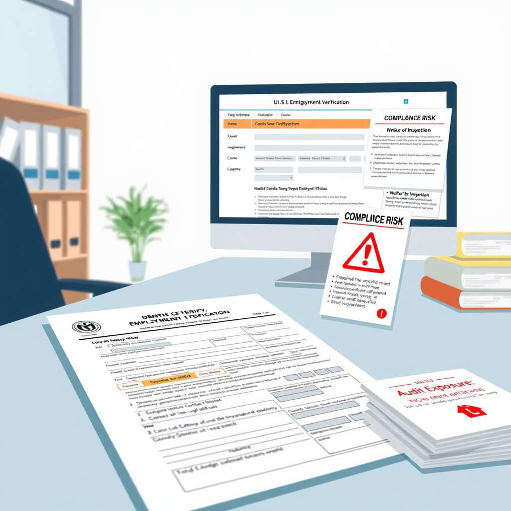 Employer reviewing a Form I-9 with marked errors after ICE reclassified common I-9 mistakes as substantive violations.
