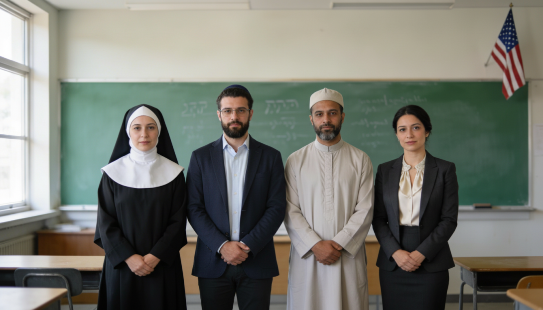 A nun, rabbi, mullah, and religious instructor walk into an American classroom