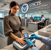 A non-citizen registering for USCIS alien registration under the new 2025 immigration law.