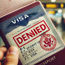 Passport with visa denied stamp
