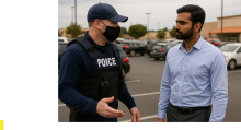 ICE officer questionnining an Indian professional in the US